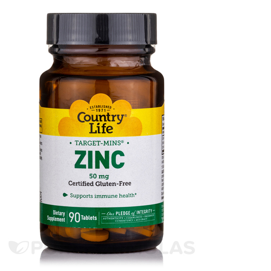Основне фото товара Country Life, Target-Mins Zinc 50 mg, Цинк, 90 таблеток