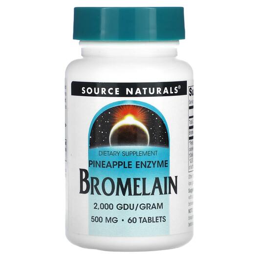 Основне фото товара Bromelain 2000 GDU/g 500 mg, Бромелайн 2000 GDU 500 мг, 60 таблет