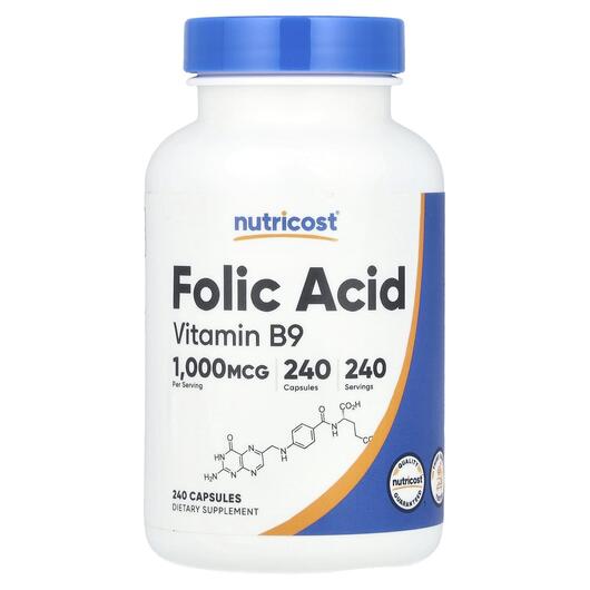 Основне фото товара Folic Acid 1000 mcg, Вітамін B9 Фолієва кислота, 240 капсул