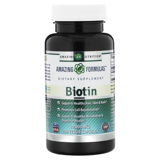 Основне фото товара Biotin 10000 mcg, Вітамін B7 Біотин, 100 капсул