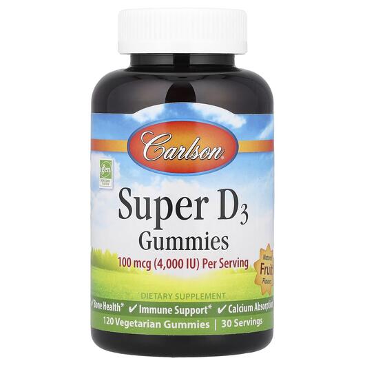 Основне фото товара Carlson, Super D3 Gummies, Вітамін D3, 120 цукерок