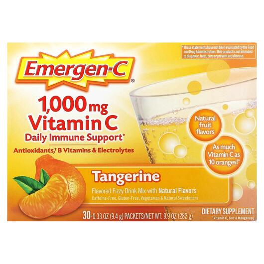 Основне фото товара Emergen-C, 1000 mg Vitamin C Tangerine, Вітамін C, 30 шт