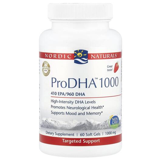 Основне фото товара Nordic Naturals, ProDHA 1000, Омега ЕПК ДГК, 60 капсул