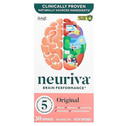 Основне фото товара Neuriva Brain Performance, Підтримка роботи Мозку, 30 капсул