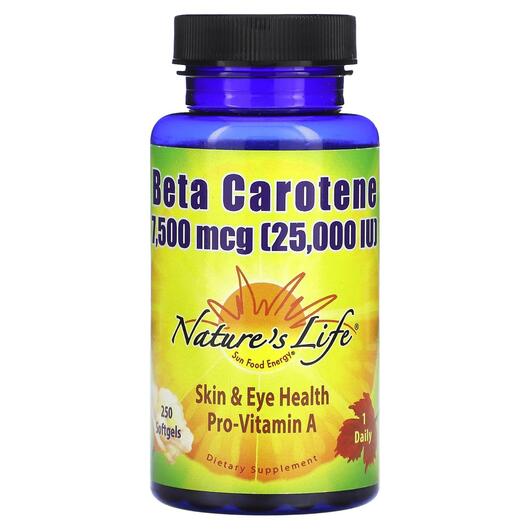 Основне фото товара Beta Carotene 7500 mcg 25000 IU, Вітамін А Ретінол, 250 капсул