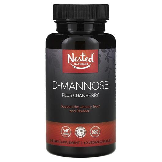 Основне фото товара Nested Naturals, D-Mannose Plus Cranberry, Д-манноза, 60 капсул