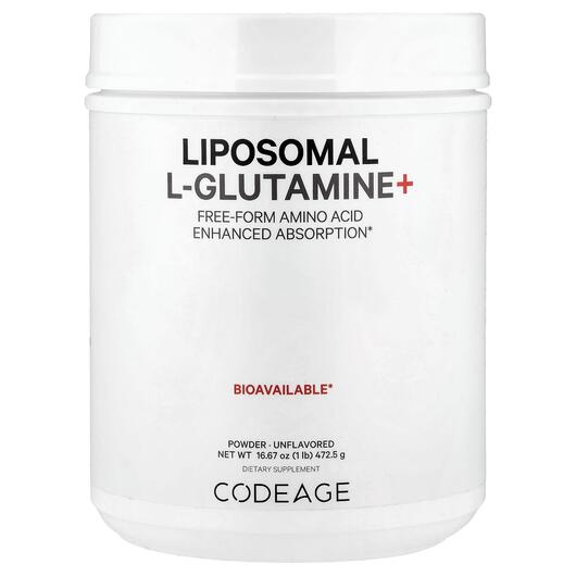 Основне фото товара CodeAge, Liposomal L-Glutamine+, L-Глутамін, 472.5 г
