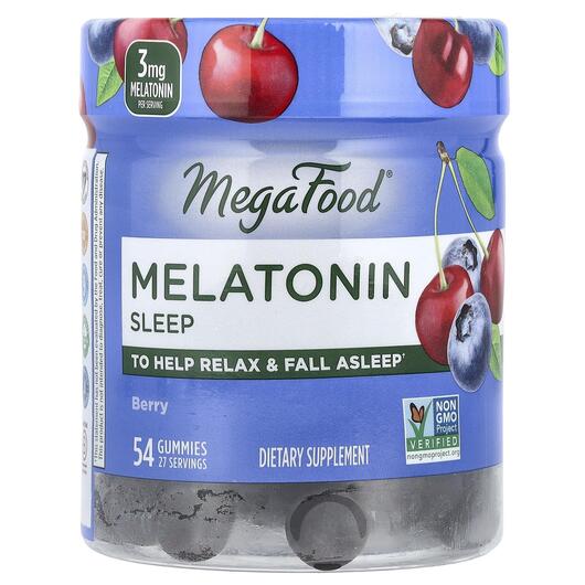 Основне фото товара MegaFood, Melatonin Gummies, Мелатонін, 54 цукерки