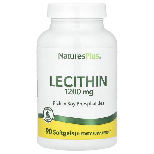 Основне фото товара Natures Plus, Lecithin 1200 mg 90, Лецитин 1200 мг, 90 капсул