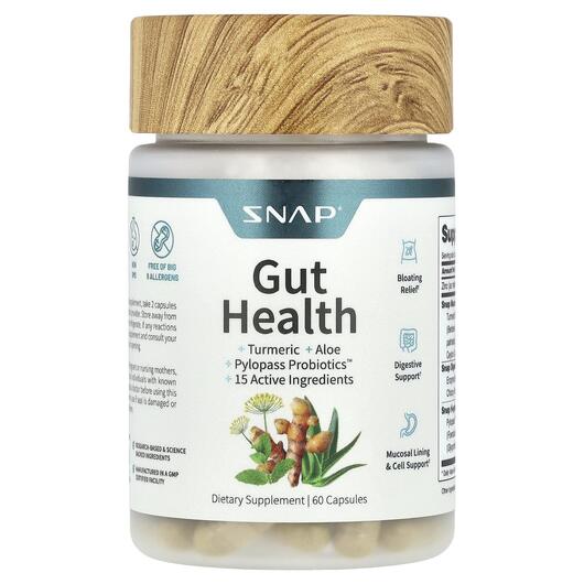 Основне фото товара Snap Supplements, Gut Health, Підтримка кишківника, 60 капсул