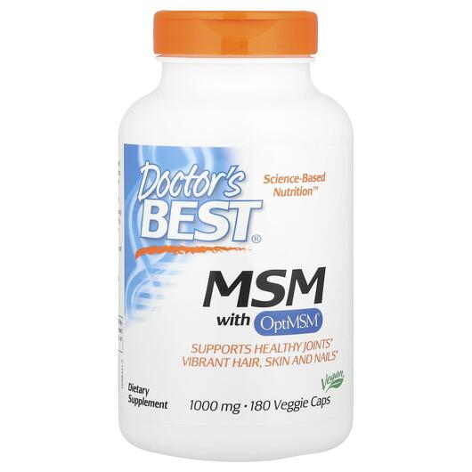 Основне фото товара Doctor's Best, MSM 1000 mg, MSM 1000 мг з OptiMSM, 180 капсу