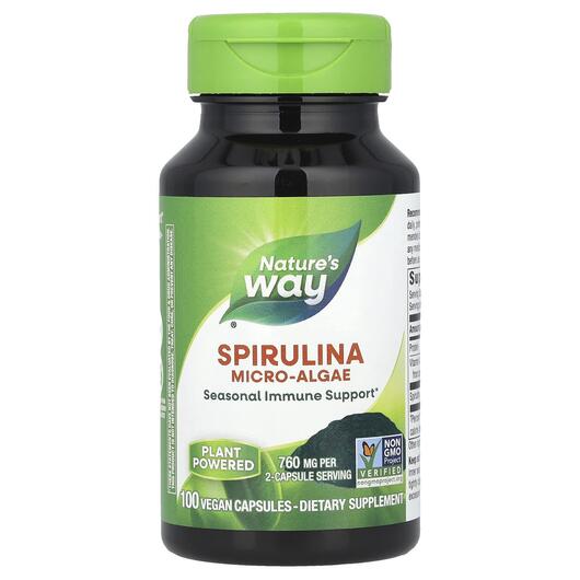 Основне фото товара Nature's Way, Spirulina Micro Algae, Спіруліна 380 мг, 100 к