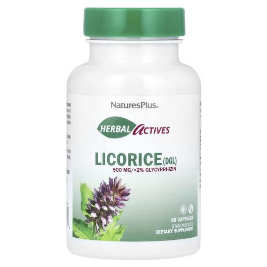 Основне фото товара Herbal Actives Licorice DGL 500 mg, Лакриця, 60 капсул
