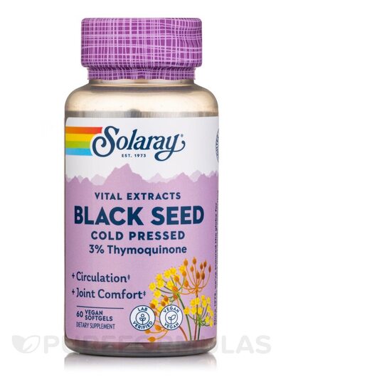 Основне фото товара Solaray, Black Seed 3% Thymoquinone, Чорний кмин, 60 капсул
