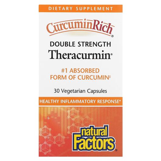 Основне фото товара Natural Factors, Theracurmin Double Strength, Куркумін, 30 капсул