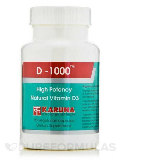 Основне фото товара Karuna Health, D-1000, Вітамін D3 Холекальциферол, 90 капсул