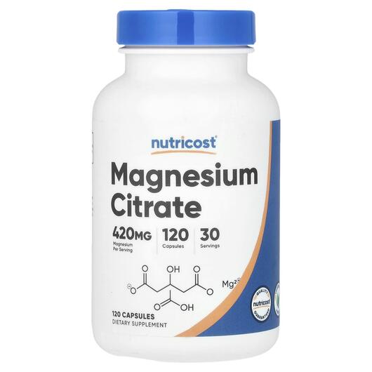 Основне фото товара Nutricost, Magnesium Citrate 210 mg, Магній, 120 капсул