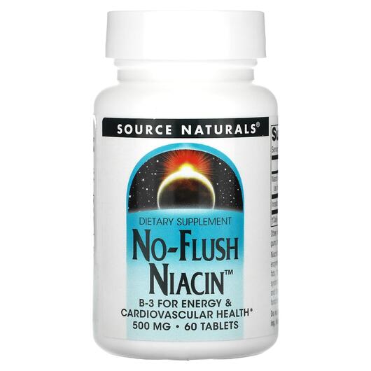 Основне фото товара No-Flush Niacin 500 mg, Вітамін B3 Ніацин, 60 таблеток