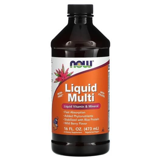 Основне фото товара NOW, Liquid Multi Wild Berry, Рідкі Вітаміни, 473 мл