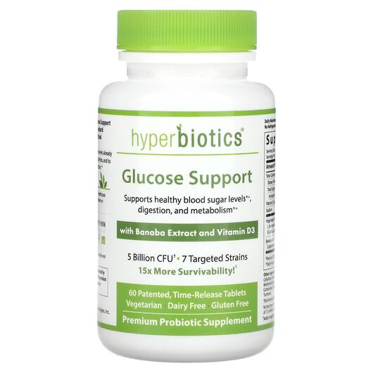 Основне фото товара Glucose Support with, Підтримка рівня цукру, 60 Time-Release Tabl