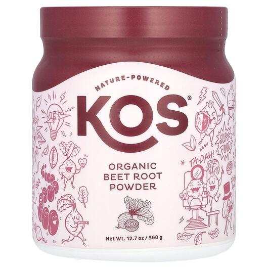 Основне фото товара KOS, Organic Beet Root Powder 12, Червоний буряк, 360 г