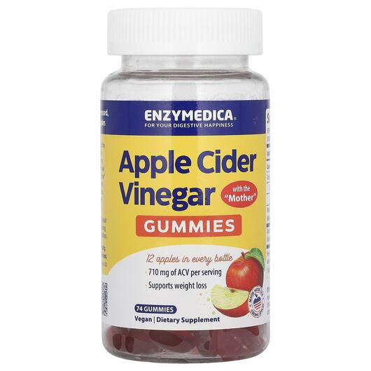 Основне фото товара Enzymedica, Apple Cider Vinegar Gummies, Яблучний оцет, 74 конфет