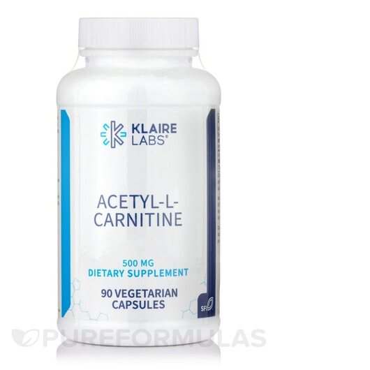 Основне фото товара Klaire Labs, Acetyl-L-Carnitine 500 mg, Ацетилкарнітин, 90 капсул