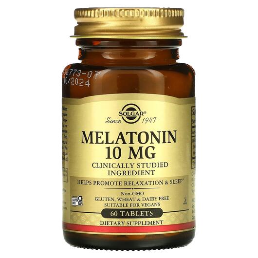 Основне фото товара Solgar, Melatonin 10 mg, Мелатонін 10 мг, 60 таблеток