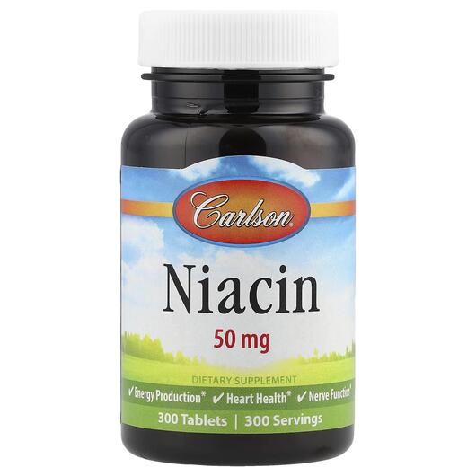 Основне фото товара Carlson, Niacin 50 mg, Ніацин 50 мг, 300 таблеток