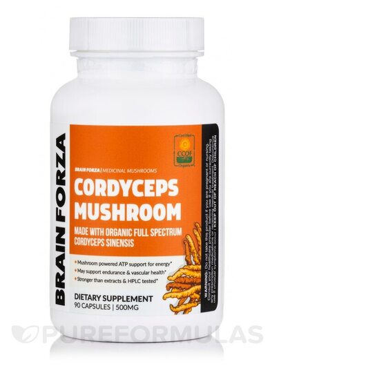Основне фото товара Organic Cordyceps Mushroom, Гриби Кордицепс, 90 капсул