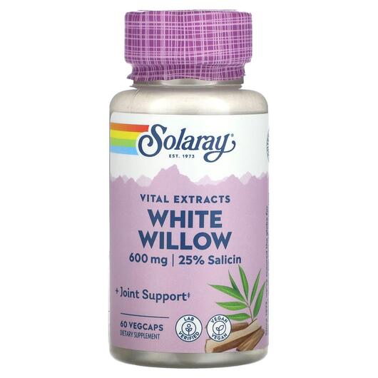 Основне фото товара Vital Extracts White Willow 600 mg, Кора Верби білої, 60 капсул