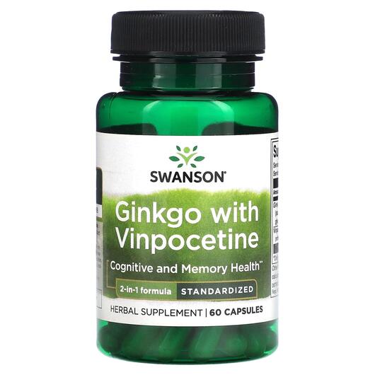 Основне фото товара Ginkgo with Vinpocetine Standardized, Вінпоцетин, 60 капсул