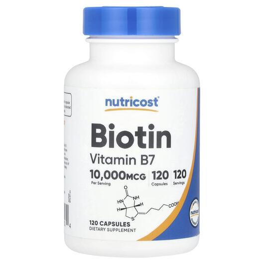 Основне фото товара Nutricost, Biotin 10000 mcg, Вітамін B7 Біотин, 120 капсул
