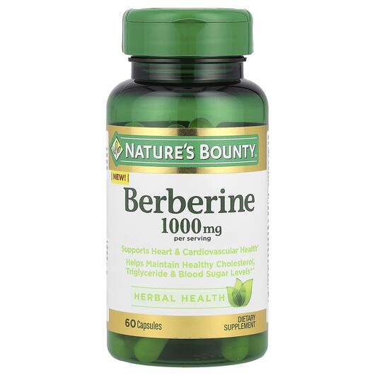 Основне фото товара Nature's Bounty, Berberine 1000 mg, Берберин, 60 капсул