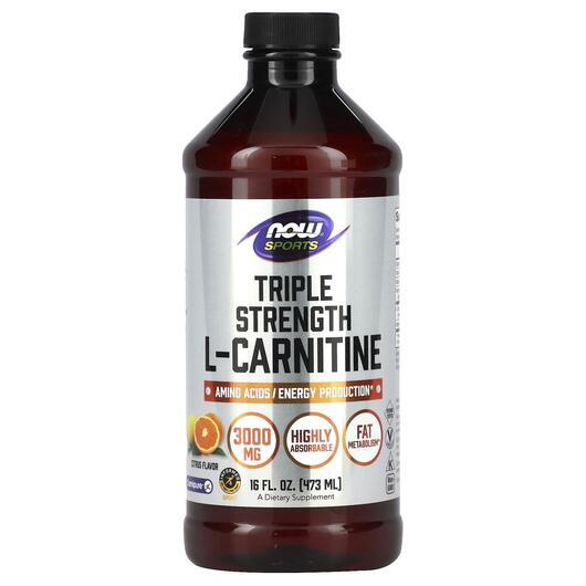 Основне фото товара NOW, L-Carnitine Liquid, L-Карнитин 3000 мг, 473 мл
