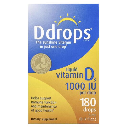 Основне фото товара Ddrops, Liquid Vitamin D3 1000 IU, Рідкий Вітамін D3, 5 мл