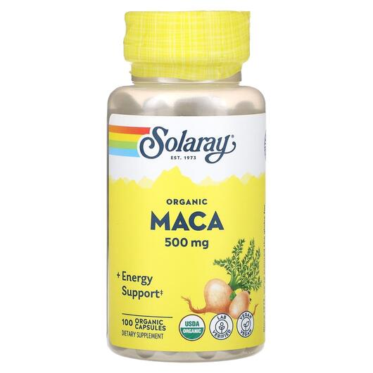 Основне фото товара Solaray, Organic Maca 500 mg, Мака, 100 капсул