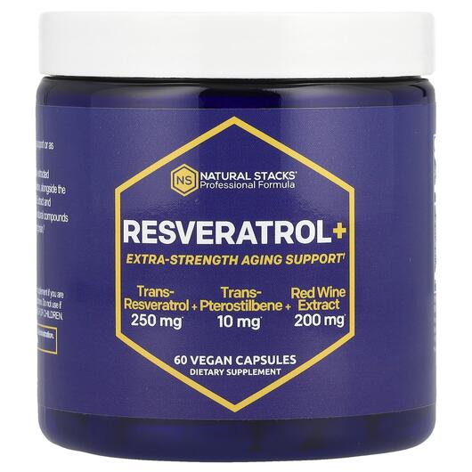 Основне фото товара Natural Stacks, Resveratrol+, Ресвератрол, 60 капсул