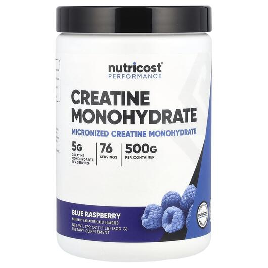 Основне фото товара Nutricost, Creatine Monohydrate Blue Raspberry, Креатин, 500 г