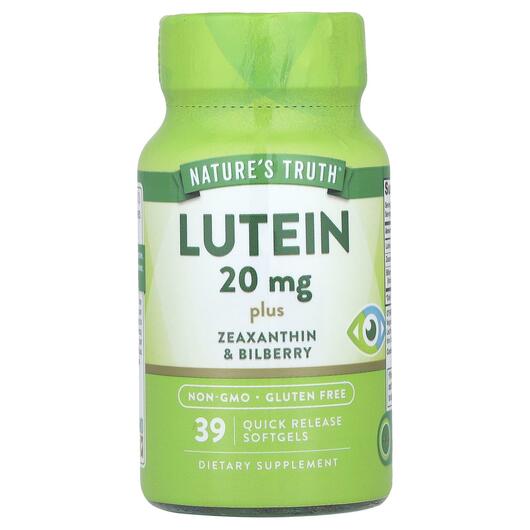 Основне фото товара Nature's Truth, Lutein plus Zeaxanthin, Лютеїн, 39 капсул