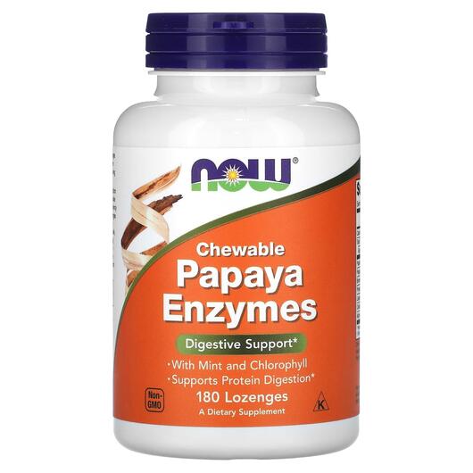 Основне фото товара NOW, Chewable Papaya Enzyme, Ферменти Папайї, 180 таблеток