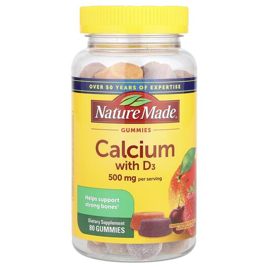 Основне фото товара Calcium with Vitamin DCherry Orange & Strawberry, Кальцій, 80