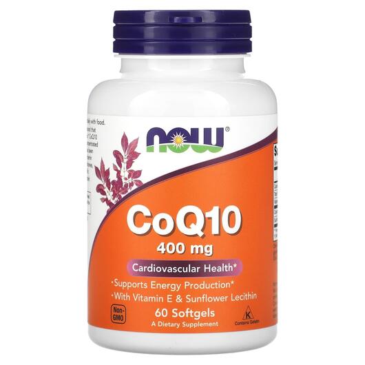Основне фото товара NOW, CoQ10 400 mg, Коензим CoQ10 400 мг, 60 капсул