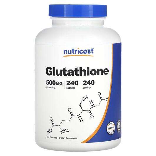 Основне фото товара Nutricost, Glutathione 500 mg, L-Глутатіон, 240 капсул