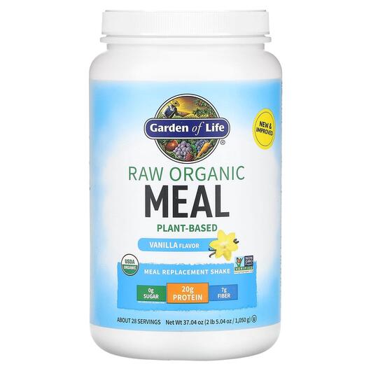 Основне фото товара Garden of Life, RAW Organic Meal Vanilla, Замінник їжі, 1050 г