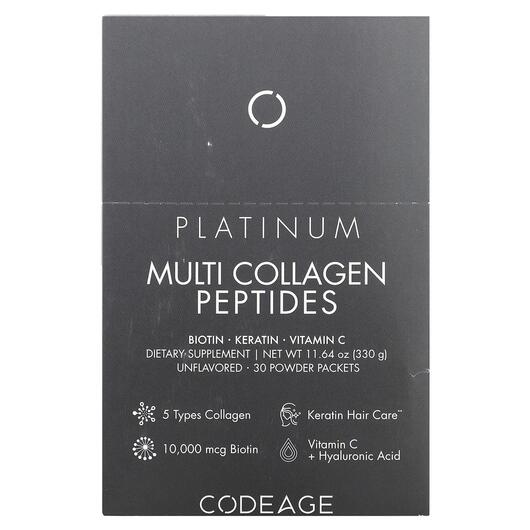 Основне фото товара Platinum Multi Collagen Peptides, Колагенові пептиди, 30 шт