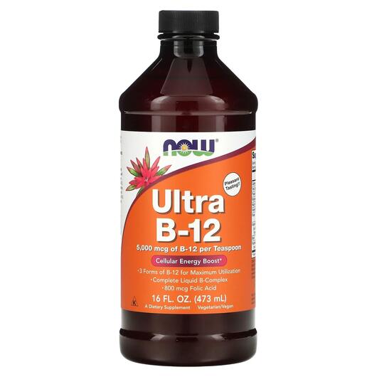 Основне фото товара NOW, Ultra B-12 5000 mcg, Метилкобаламін B12, 473 мл