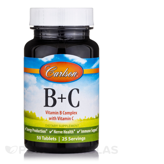 Основне фото товара Carlson, Vitamins B + C, Вітаміни, 50 таблеток