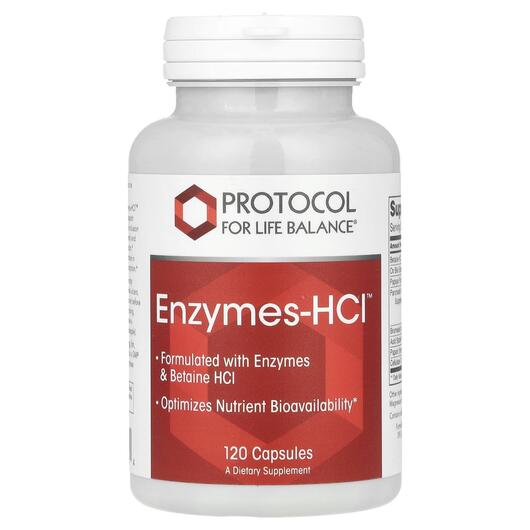 Основне фото товара Protocol for Life Balance, Enzymes-HCI, Ферменти, 120 капсул