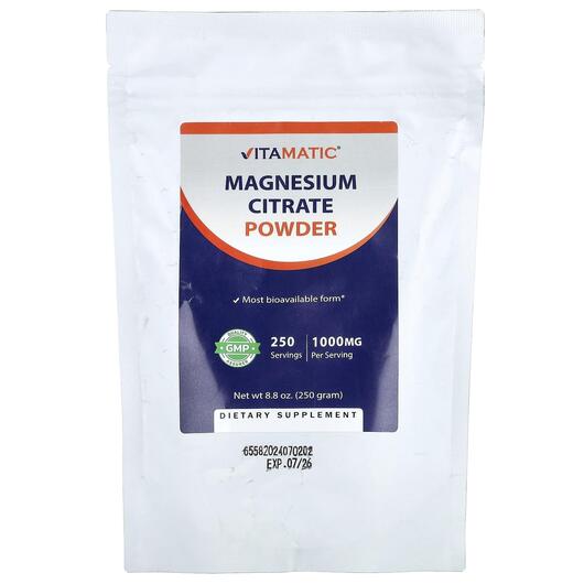 Основное фото товара Vitamatic, Магний, Magnesium Citrate Powder, 250 г